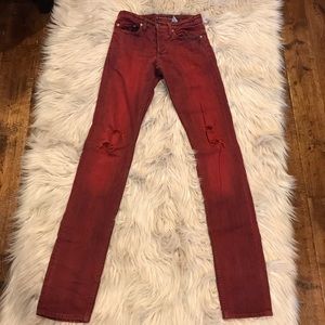 Marc by Marc Jacobs Red/Black Skinny Tall Jeans 27